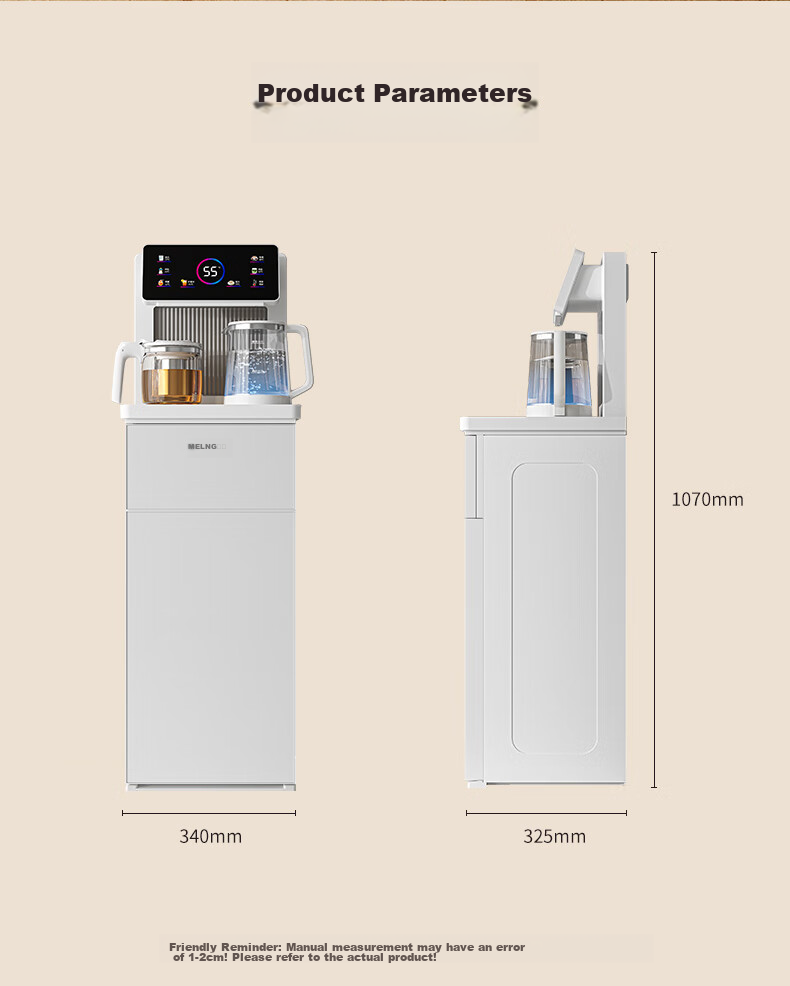 MeiLing Tea Bar Machine, High-End Smart Voice-Controlled Standing Water Dispenser with Bottom-Placed Water Tank, Automatic Hot And Cold Model MY-C912 (Voice Control Version), White 18