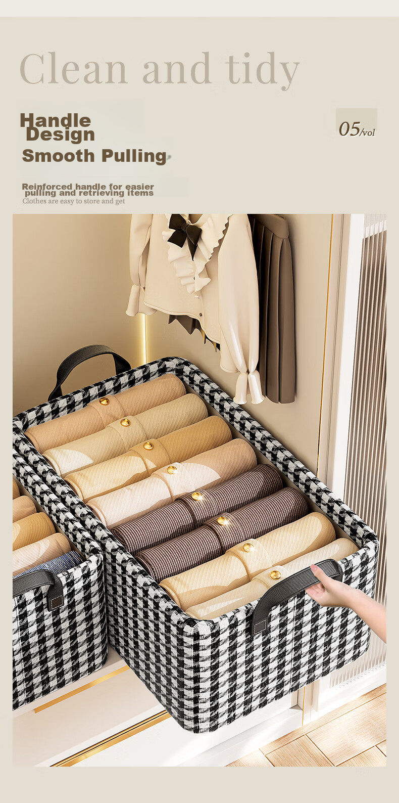 Bangnimeijia Clothes Storage Box, Home Wardrobe, Layered Fabric Storage Container, 1 Piece, 47*28*20 6
