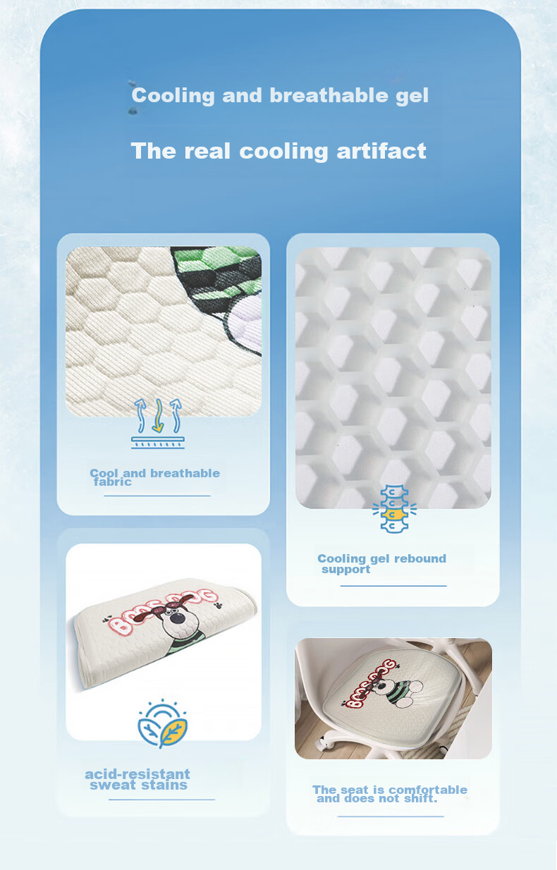 YUZHAOLIN Summer Ice Silk Seat Cushion, Cooling Pad for Summer Office Chairs, Breathable Butt Pad, Computer Chair Ice Mat, Non-Slip Mat 3
