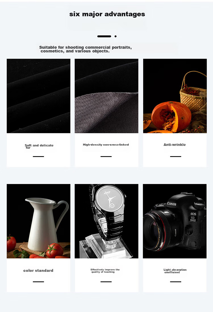 Beiyang 1.5*2 Flocked Fabric, Black Background Cloth with Stand, Photography Light-Blocking Fabric, Solid Color Thickened Absorbent ID Photo Flocked Fabric, Photo Shooting Flocked Portrait Cloth, Backdrop Stand 4