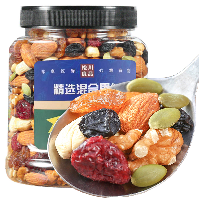 松川良品 每日坚果炒货 孕妇零食混合腰果巴旦木核桃干果仁大罐装C 1斤