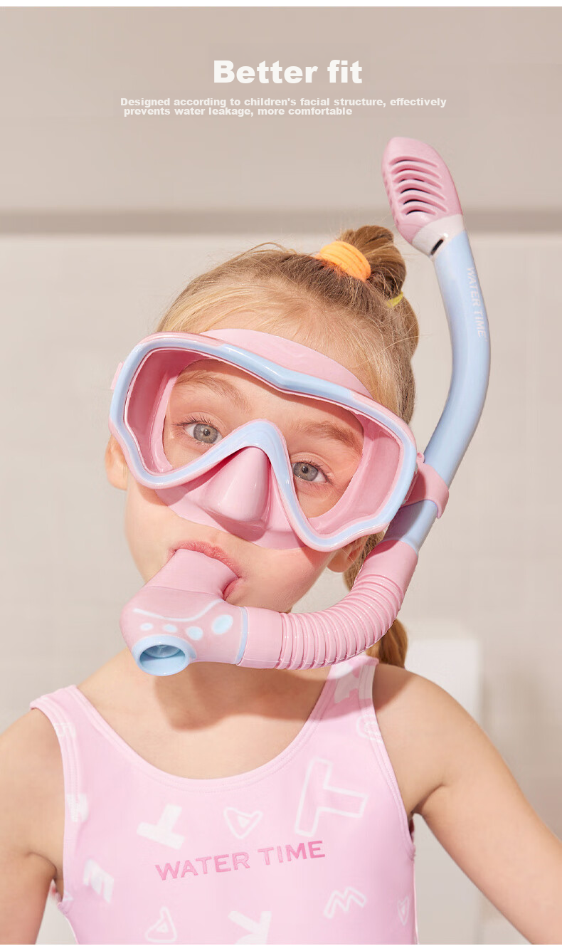 WATERTIME / Shuichuan Children's Diving Mask, Snorkeling Three Treasures, Kids' Face Mask, Swimming Goggles, Underwater Swimming Glasses, Magic Pink 4