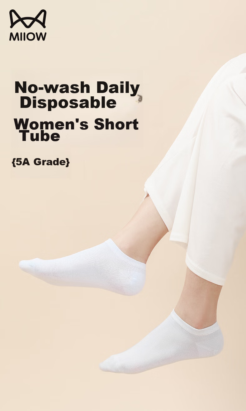 Miiow Disposable Women's Socks Non-Compression Breathable Cotton One Size Short Wash-Free Daily Throwaway Portable Travel Business Colorful 10 Pairs 1
