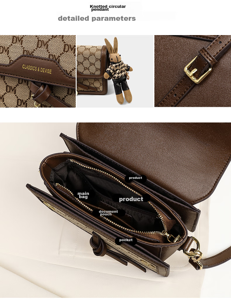 Aiqinghai Handbag, Women's Crossbody Bag, Shoulder Bag, Luxury Brand, High-End Small Square Bag, Birthday Mother's Day Gift, Practical Present for Mom 10