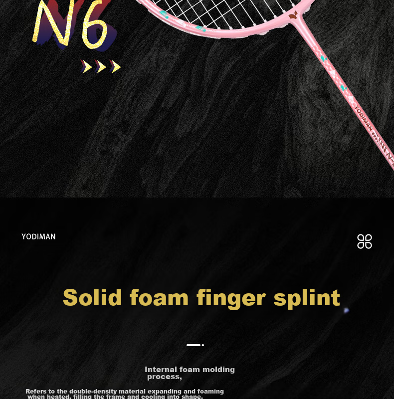 Yodiman Internal Foam Badminton Racket, 4U Pink Gift Box, Single Racket N6 (Pre-Strung 27 Lbs) 7