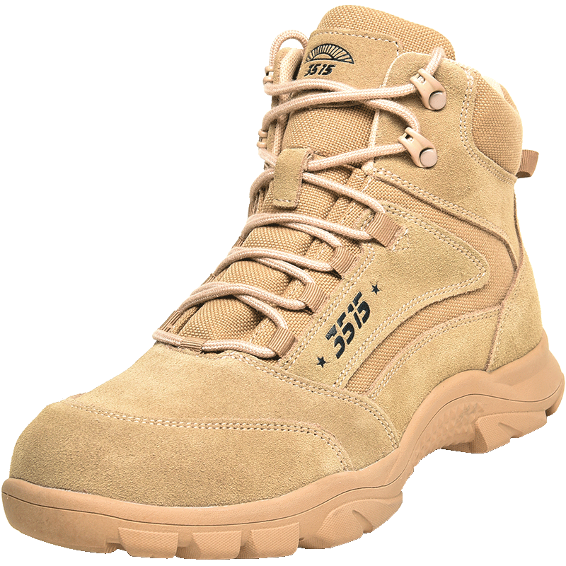 3515 Qiangren Outdoor Boots for Men, Spring And Autumn Combat Boots, Breathable Training Boots, Non-Slip Wear-Resistant Work Boots, Sand Color, Size 41