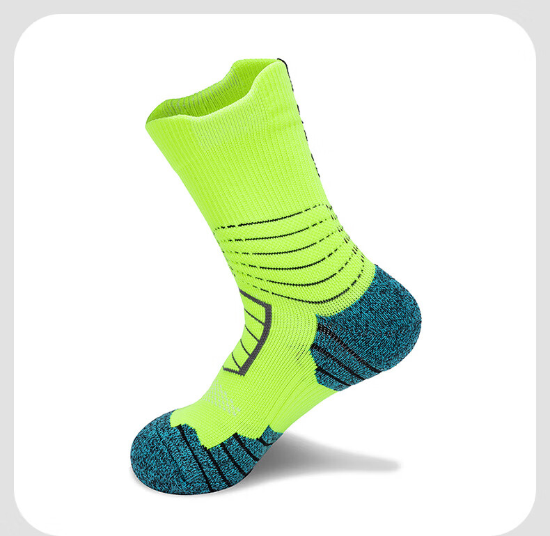 TFO Competition-Grade Outdoor Socks, Breathable Hiking Socks, Sports Running Training Socks 2202458, Men's Fluorescent Green, Size L 11