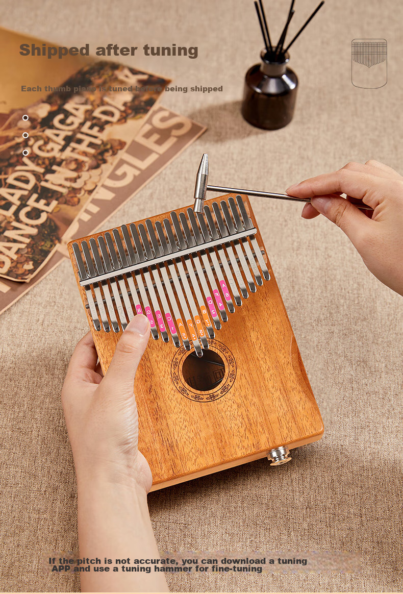 Asasi 21-Key Kalimba Thumb Piano for Adults And Children, Beginner Finger Piano Gift Portable Musical Instrument Peach Electric Case Model 6