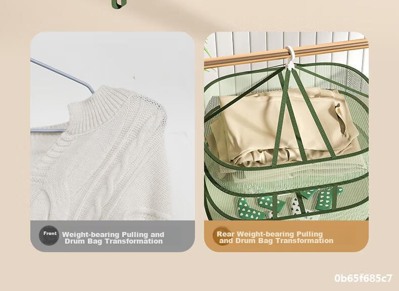 MENGTING Thickened Clothes Drying Rack, Large Size for Socks And Sweaters, Flat-Laying Drying Basket for Woolen Garments, 77cm Double-Layer 3