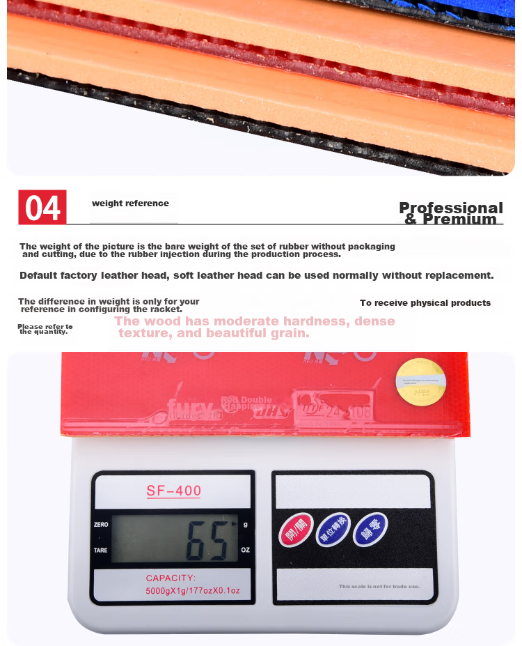 DHS NEO Kuangbiao 3 Provincial Set, Table Tennis Rubber Reverse Rubber Set, Red 39 Degrees 2.15 5
