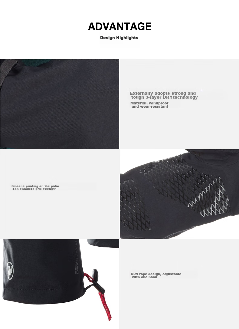 MAMMUT Shell Unisex Outdoor Climbing Windproof Quick-Dry Wear-Resistant Gloves 1190-00030 Black Size 6 9