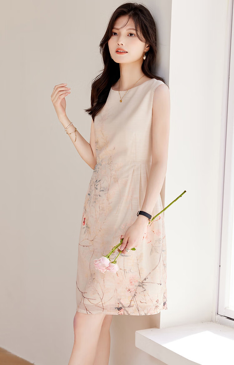 Dme [Gentle Weather Forecaster] Spring And Autumn Chinese-Style New Elegant Floral Print Sleeveless Vest Dress, Slim-Fit Women's Dress 9
