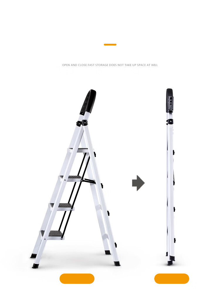 XINGKAI Ladder, Household A-Frame Ladder, Folding Ladder, Thickened Safe Multi-Functional Climbing Ladder, TZ10 White Five-Step Ladder 5