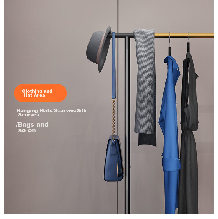 Yicainianhua Coat Rack, Floor-Standing Clothes And Hat Stand, Luxurious Bedroom Coat Hanger, Thickened Drying Rod, Multifunctional Bag Hanger, 2172-GDB 11