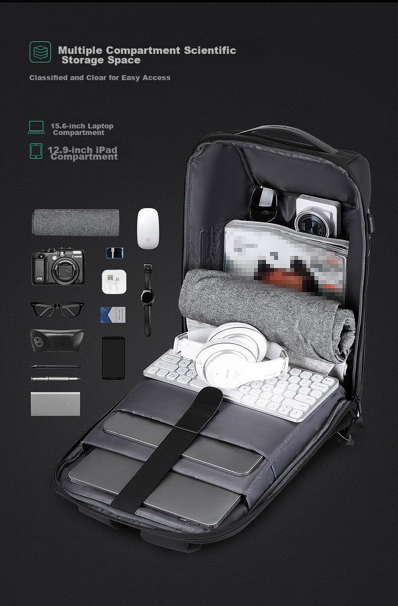 MARK RYDEN Backpack for Men, Password Lock Anti-Theft Large Capacity Casual Travel Sports Car Laptop Bag MR9116 Cool Black 9