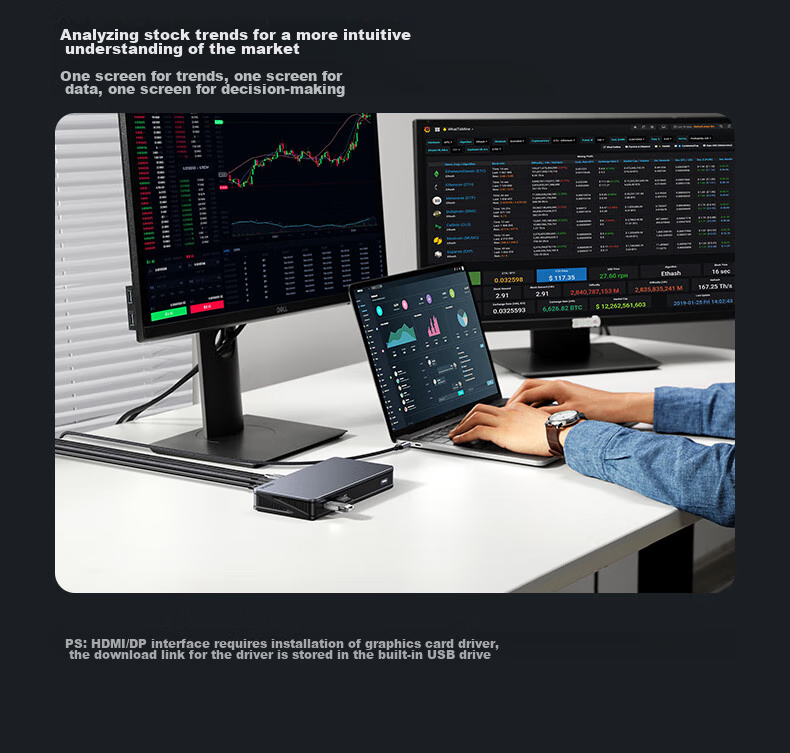 UGREEN Type-C 3.2 Dual HDMI/DP Triple Display Extension Dock, DisplayLink Technology, Compatible with Apple Thunderbolt 4/5 Expansion Dock, Suitable for Apple M345 Multi-Screen Extension 10G 8