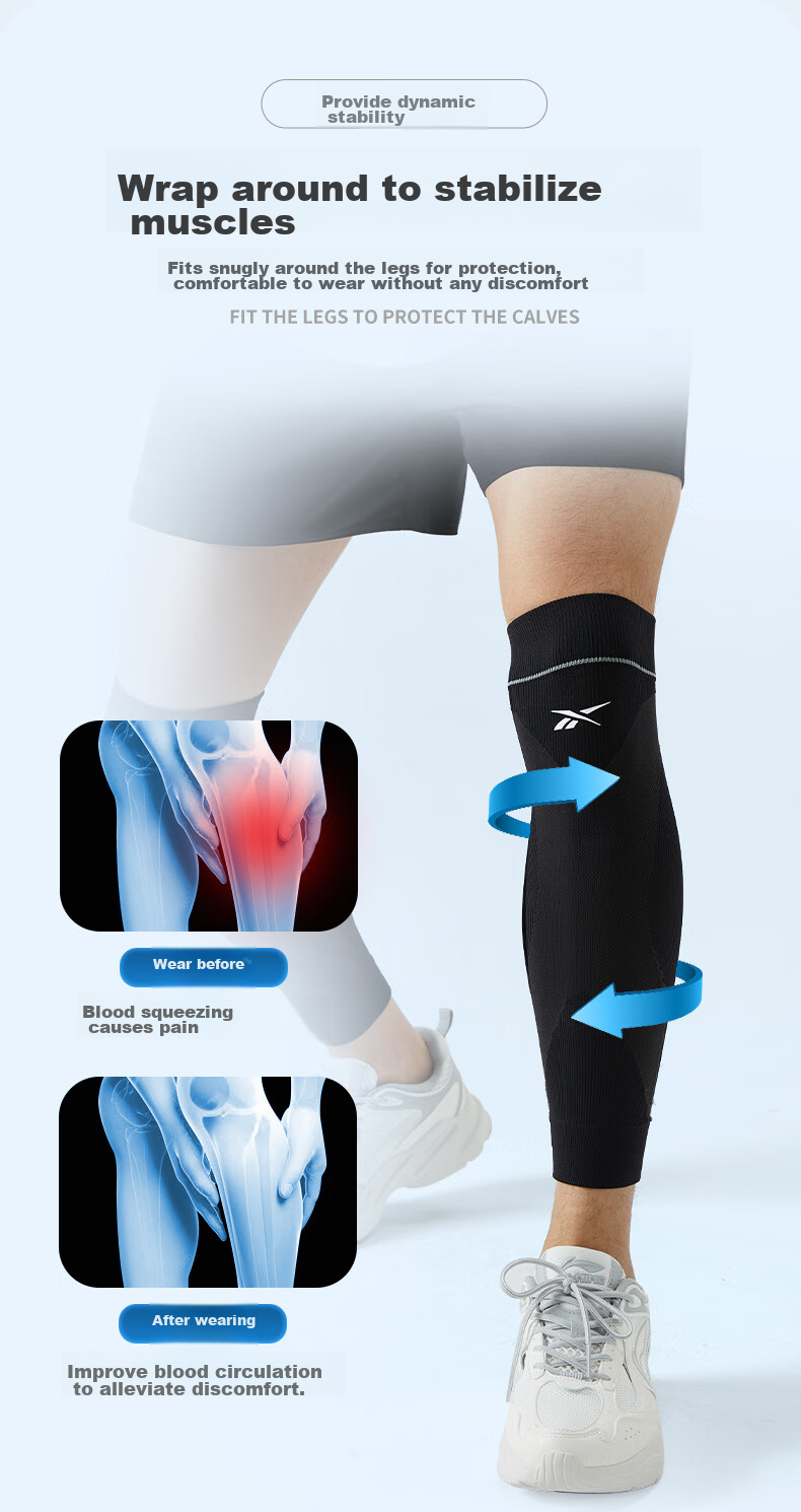 Reebok Shin Guard for Men And Women, Sports Leg Protector, Running Knee Brace, Basketball And Soccer Compression Sleeve, Cycling Equipment 6