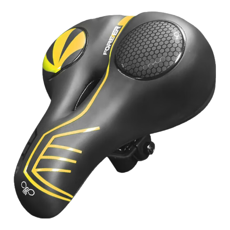 FOREVER Bicycle Mountain Bike Soft Seat Cushion Universal Comfortable Silicone Saddle, Black And Yellow Silicone Seat Pad