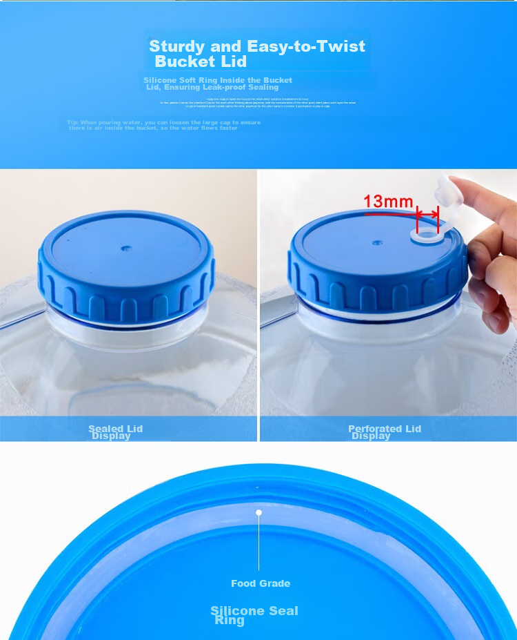 Geshu Outdoor Water Bucket, Food-Grade Storage Bucket, Camping Pure Water Container, Portable Car Water Tank with Tap, 25L, Army Gree 6