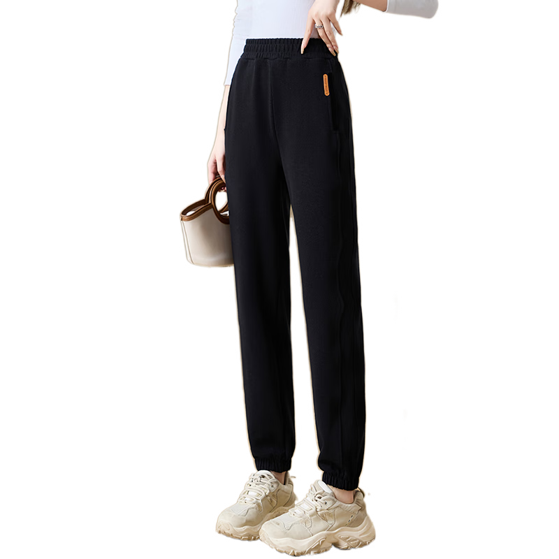 Chushen Women's Casual Pants with Elastic Waist, Versatile Slimming Effect, Pockets, Casual Tapered Leg Sweatpants Sports Pants S143K2006