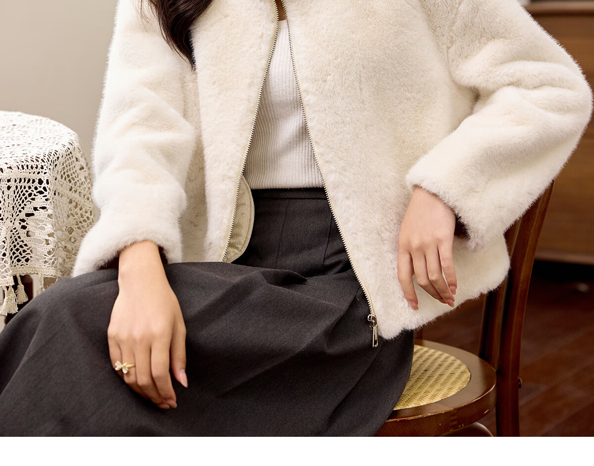 PinCai Women's Vintage Solid Color Short Fleece Jacket with Stand Collar P144U4008 28