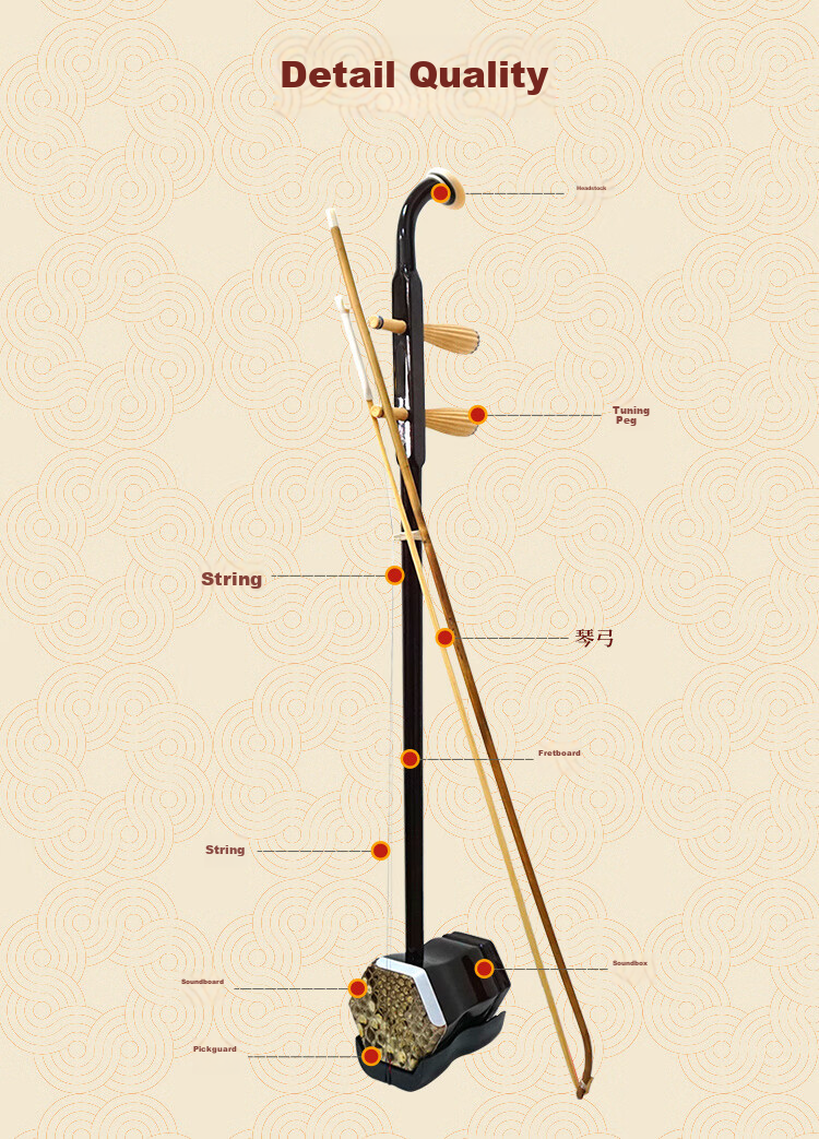 HongYiFengMing Rosewood Erhu for Beginners' Practice, Handcrafted Python Skin Hexagonal Erhu with Adjustable Bridge, Traditional Chinese Musical Instrument 4
