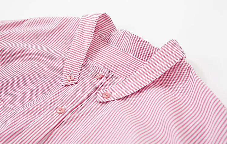 Dme Simple Style Stand Collar Comfortable Cotton Straight Loose-Fitting Dress Shirt-Style Dress for Women, Pink, S 8