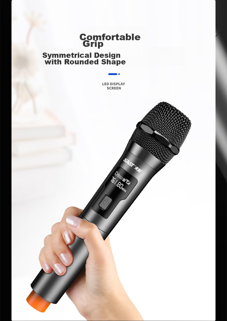 SAST Wireless Microphone with Charging Function, for Home KTV Singing, Stage Hosting, Speeches, Karaoke, Meetings, Sound System Amplifier, FM Radio, Car Universal Microphone OK-91 Single Unit 7