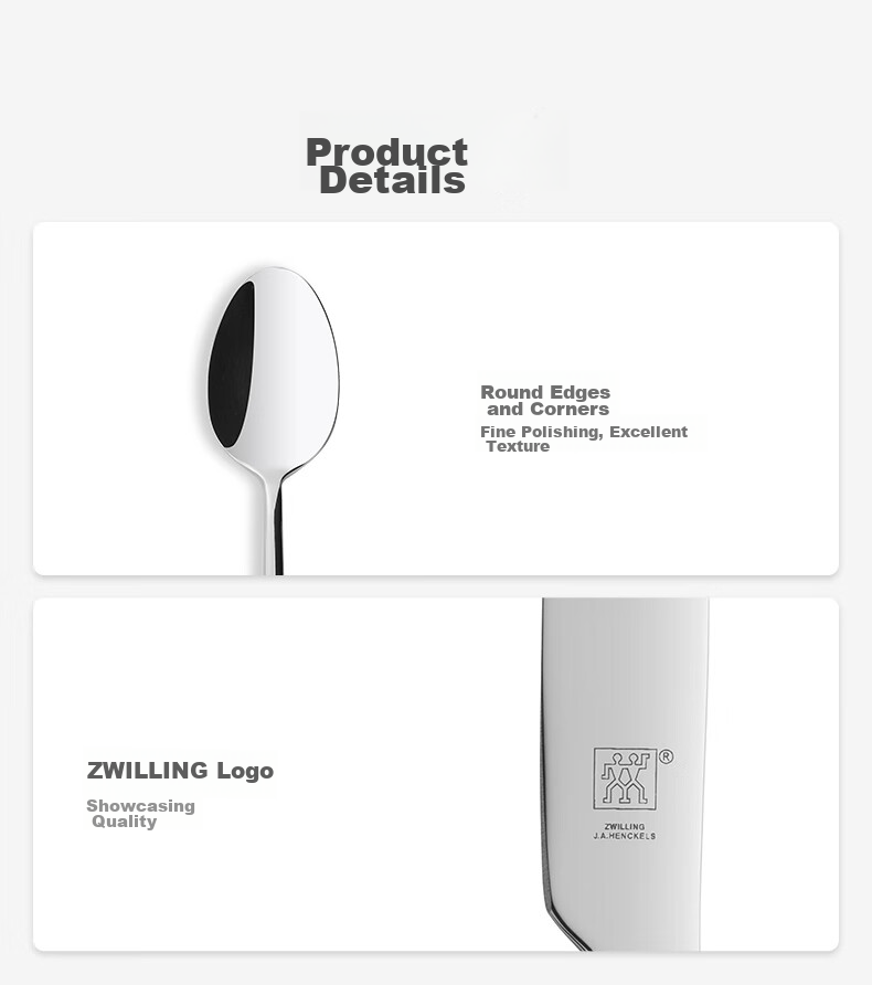 ZWILLING Tableware Set Including Spoons, Soup Spoons, Rice Spoons, Fruit Forks, Watermelon Spoons, Knives, Forks, Stainless Steel Coffee Spoons, Western Tableware Set of 8 Pieces 2