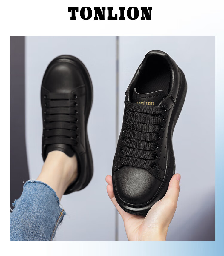 TonLion Women's Shoes, Autumn Thick-Soled White Sneakers, Casual Skateboard Shoes for Women, Versatile Sports Shoes, White And Black, Size 35 19