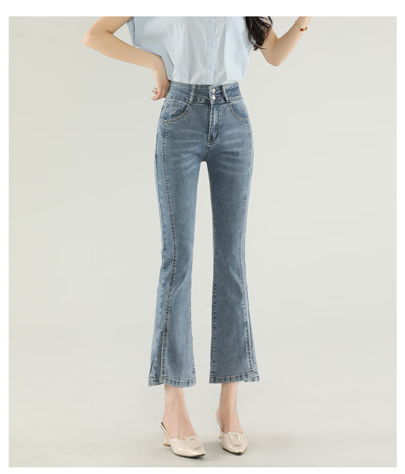 Jeanswest Women's Summer American Vintage Loose Wide-Leg Slim Straight Denim Shorts Dark Blue S 9