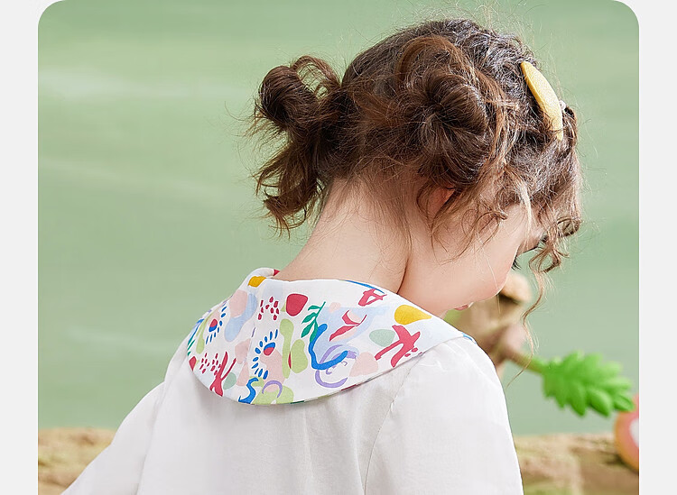 ASK JUNIOR Girls' Shirt, Autumn 2026, Toddler Star Pattern, Large Lapel Collar, Ruffle Hem, Children's Casual Shirt, White, Size 100 18