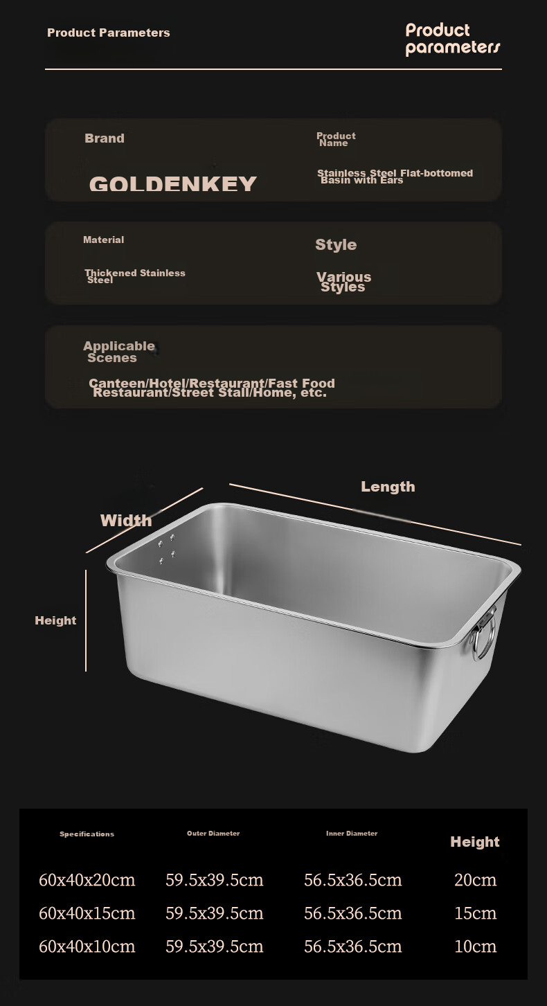 Jinyaoshi Stainless Steel Square Bowl with Handle, Deep And Thick, for Cafeteria Food Serving, GK-FP5035 9