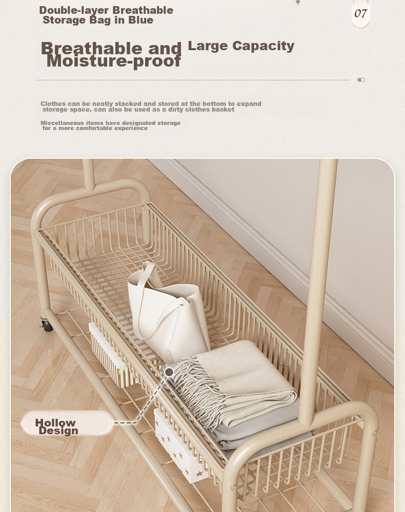 Shunyou Coat Rack, Floor-Standing Clothes And Hat Stand, Bedroom And Living Room Movable Drying And Storage Rack, 120CM, SY-309 9