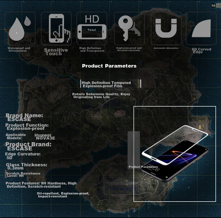 ESCASE Huawei Nova 4/5i/6se Tempered Glass Screen Protector Full Coverage All-Glass No White Edge for Nova 4/5i/6se Universal High Definition Clear 2