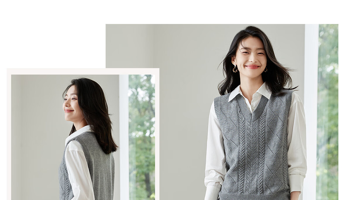 Chushen Spring And Autumn Knitted Vest for Women, Wilderness Maillard Vintage V-Neck Tank Top, Layered Sweater S143Z5005 12