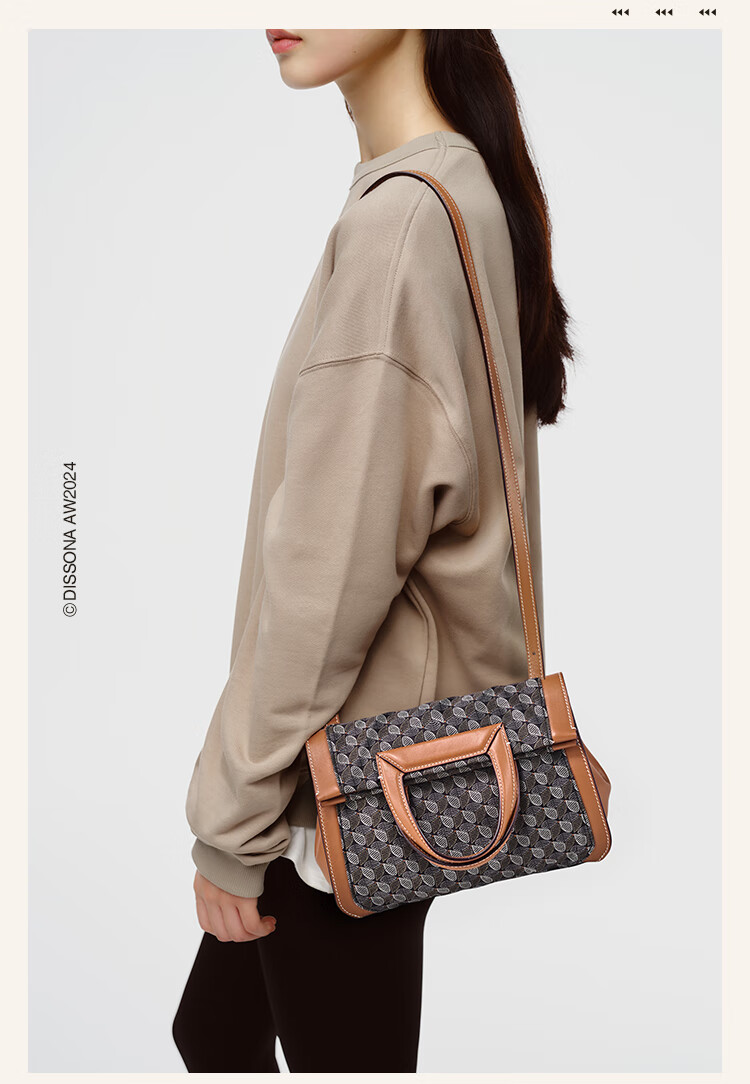 DISSONA Women's Handbag, Monogram Shoulder Bag, Tote Bag, Commuter Bag, Foldable Bag, Monogram Color 7