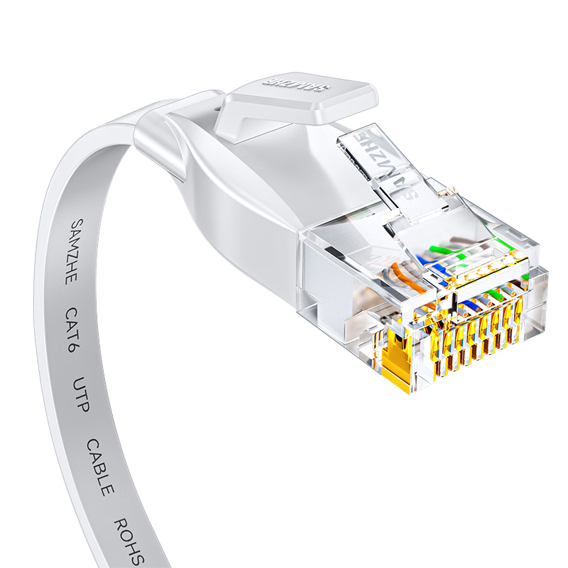 SAMZHE CAT6 Gigabit Pure Copper Flat Ethernet Cable, Computer Broadband Home Surveillance Network Connection Patch Cord, White 25 Meters BBP625