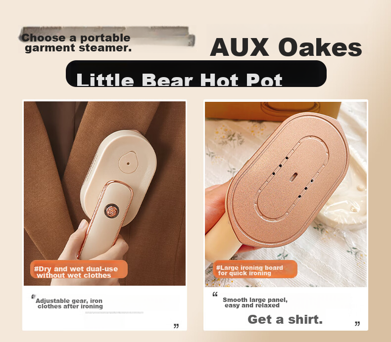 AUX Handheld Garment Steamer, 38g/min High Steam Output, 70ml Water Tank, Home Use Ironing Machine, Compact Electric Iron for Travel And Business Trips, Portable Clothing Steaming Tool, Gift, Group Purchase YD839 1