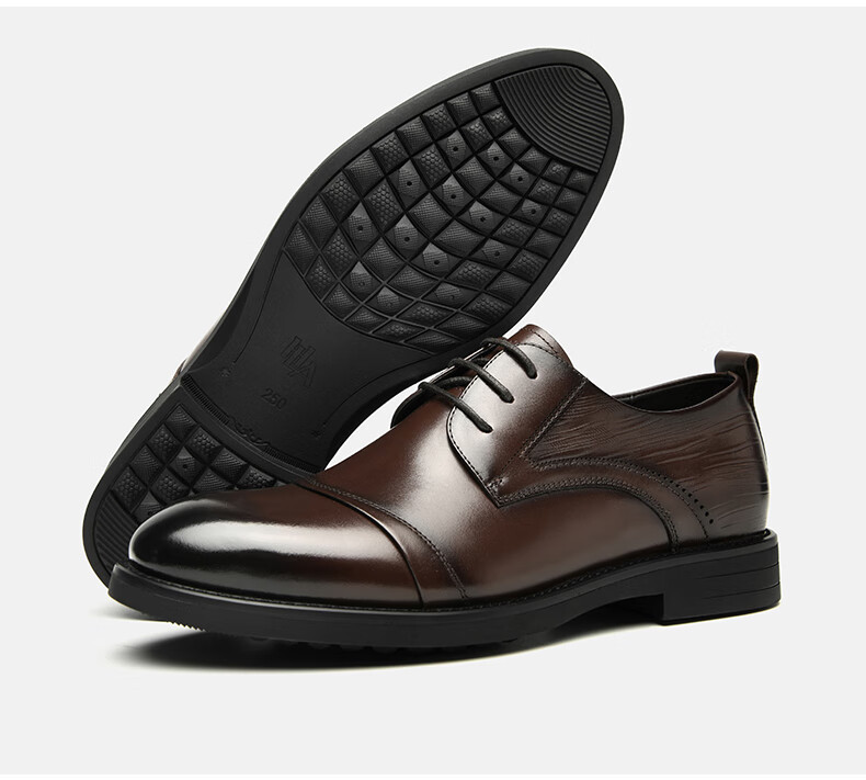 HLA Business Casual Men's Breathable Leather Derby Dress Shoes HAAPXM1EBA068 Black Size 38 30