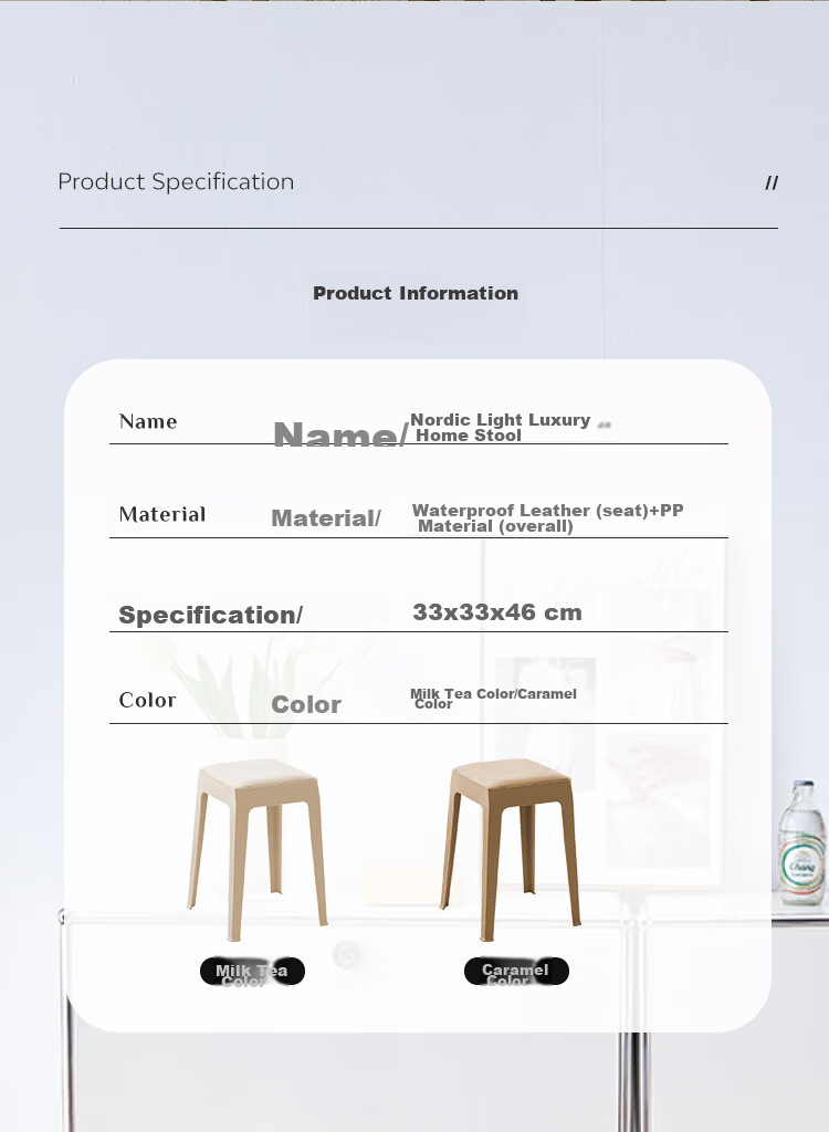 Xitianlong Thickened Plastic Stool, Household Dining Chair, High Stool, Living Room Stackable Comfortable Non-Slip Stool, Gray Seat, 1 Piece 6