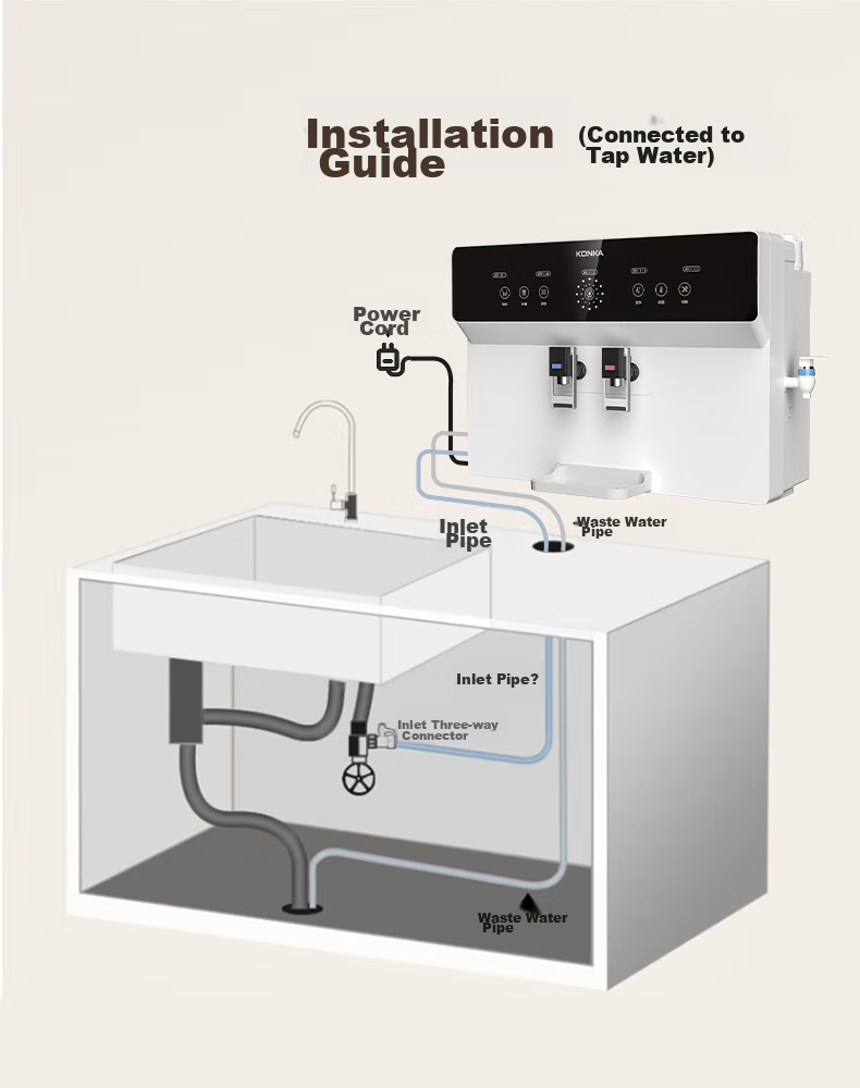 KONKA Water Purifier for Home Direct Drinking, RO Reverse Osmosis Direct Drinking And Heating All-In Machine, Wall-Mounted Or Countertop Filter, 100G All-In Water Purification System [On-Site Installation] KRO-J100 20