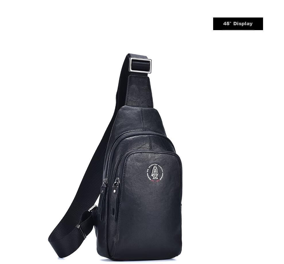 Hush Puppies Chest Bag, Men's Crossbody Bag, Waist Pack, Retro Casual Large Capacity Men's Bag, Vegetable Tanned Leather Sports Shoulder Bag, Gift 14