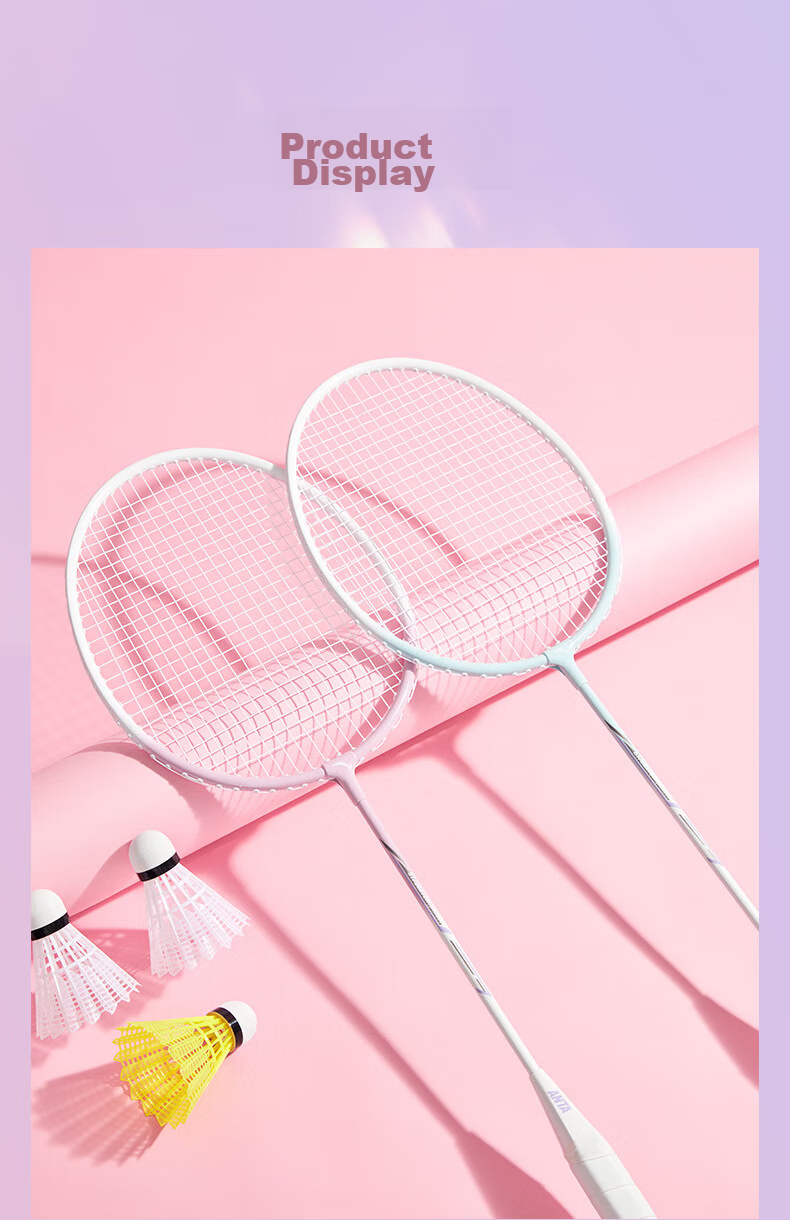 ANTA Badminton Racket Set for Men And Women, Durable Deep Groove Competition Double Racket with Nylon Shuttlecock And Grip Set 8
