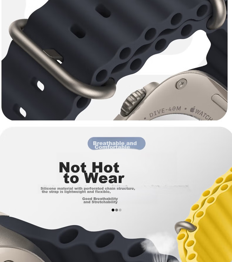 ESCASE Compatible with Apple Watch Band, Silicone IWatch S11/10/9/SE3/8/7/6 Smartwatch Sports Waterproof Band, 38/40/41mm Ocean Edition Starry Gray 10