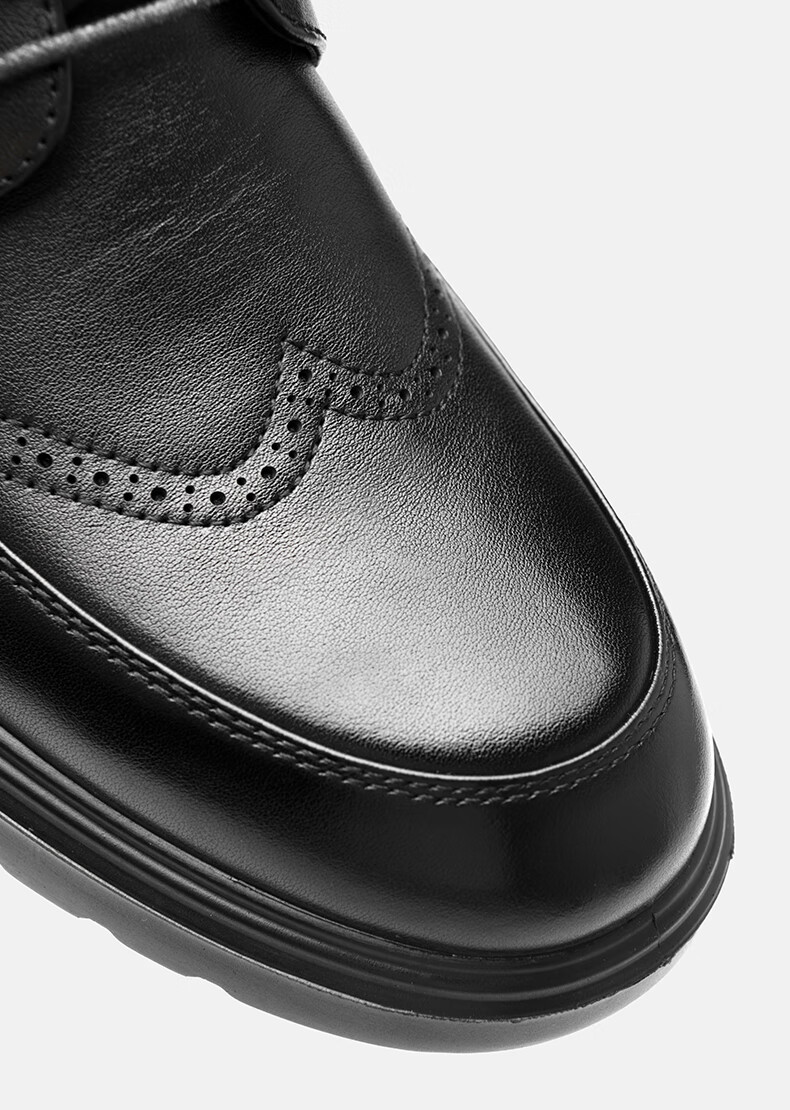 HLA Men's First Layer Cowhide Leather Shoes British Style Formal Business Shoes T258 Black Size 40 16
