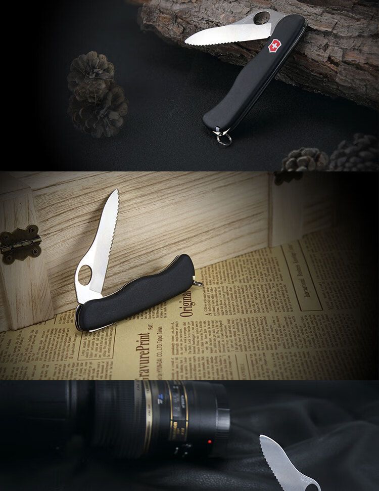 VICTORINOX Swiss Army Knife Sentinel 111mm Outdoor Folding Self-Defense Knife Single-Handed Plain Edge Main Blade with Back Clip Black 0.8416.M3 2