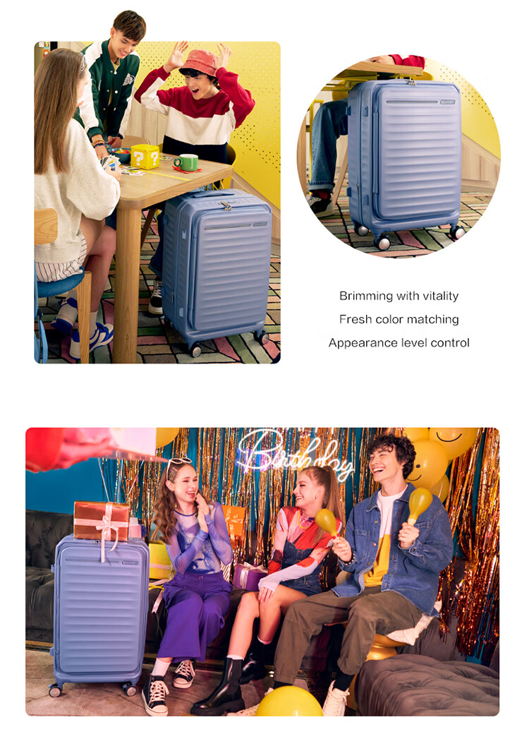 Mei Travel Luggage Front Opening Expandable Trolley Case Carry-On Suitcase 28-inch Black HJ3 Chubby Box 1