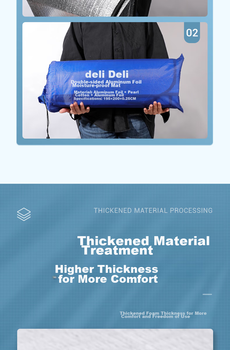 Deli Moisture-Proof Mat, Outdoor Park Picnic Waterproof Moisture-Proof Heat Insulation Tent Mat, Lightweight Portable Picnic Mat with Double-Sided Aluminum Film 4