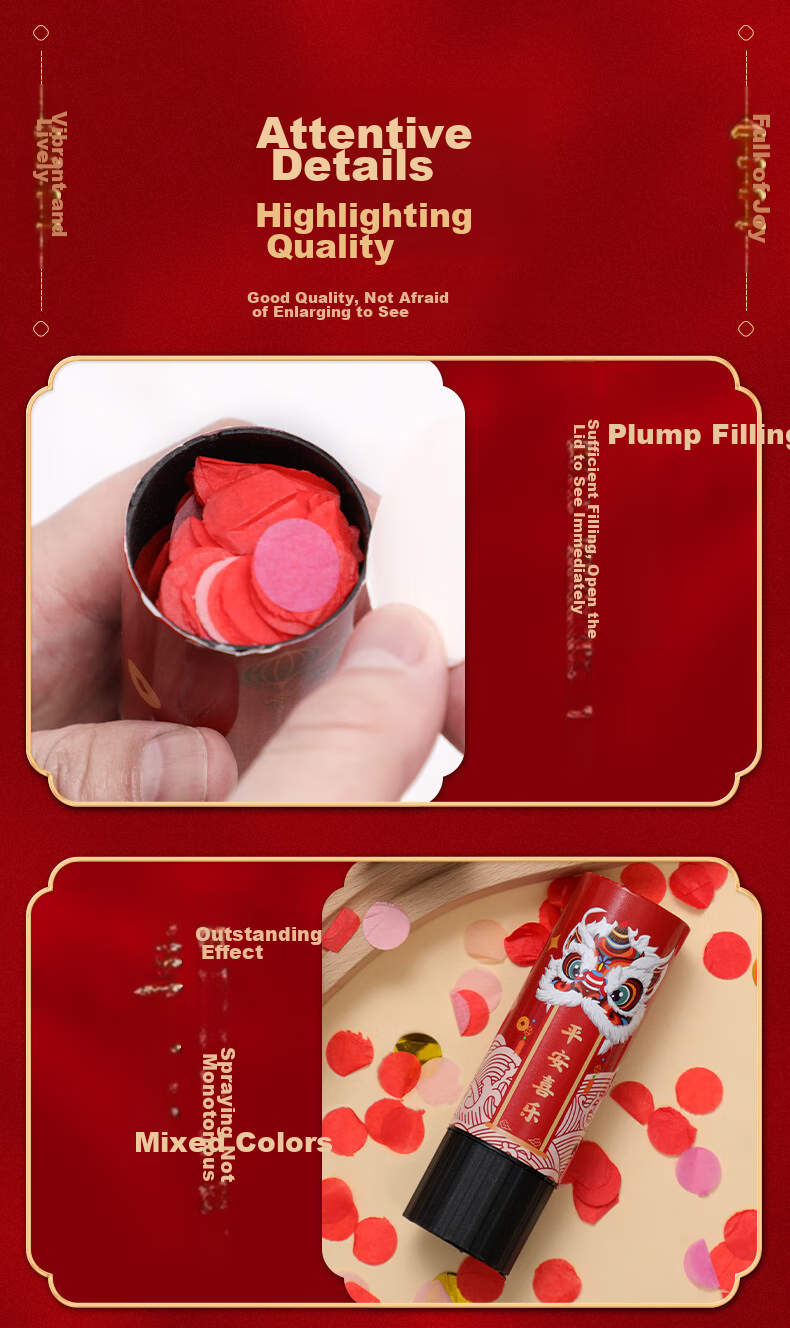 Hunlianqingcheng, Housewarming Confetti Cannon, Birthday Celebration, Business Opening, Auspicious Confetti, Wedding Handheld Spray, 4 Pieces Per Set 3